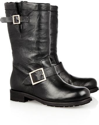 Jimmy Choo Rabbitlined Leather Biker Boots - Lyst