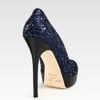 Jimmy Choo Crown Glitter And Leather Platform Pumps in Blue (navy) - Lyst