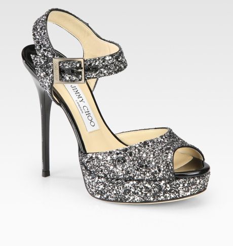jimmy choo silver watersnake platform sandals