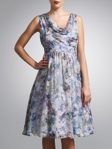 John Lewis John Lewis Floral Print Prom Dress Multi in Blue (floral) | Lyst