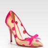 Kate Spade Polka Dot Patent Leather Mesh and Velour Point Toe Pumps in Pink - Lyst