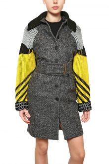 Kenzo Wool Felt Coat with Knitted Sleeves - Lyst