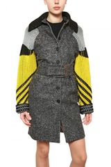 Kenzo Wool Felt Coat with Knitted Sleeves