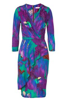 Matthew Williamson Jade and Amethyst Printed Frill Day Dress - Lyst