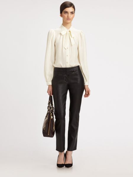 Milly Cropped Leather Pants in Black - Lyst