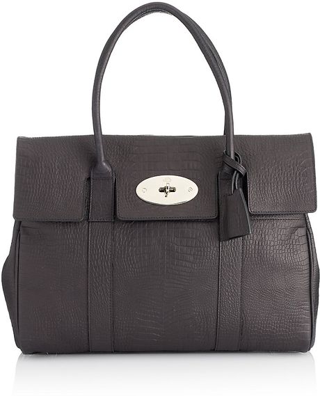 black croc mulberry bayswater