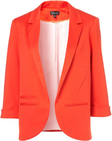 Topshop Ponte Boyfriend Blazer in Red - Lyst