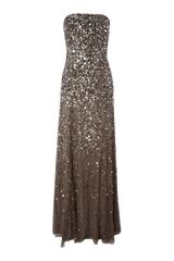 Adrianna Papell Strapless Beaded Long Dress
