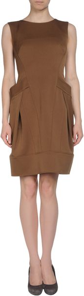 Alberta Ferretti Short Dress in Brown - Lyst