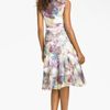 Komarov Print Ruffle Chiffon Dress in Purple (feather garden) - Lyst