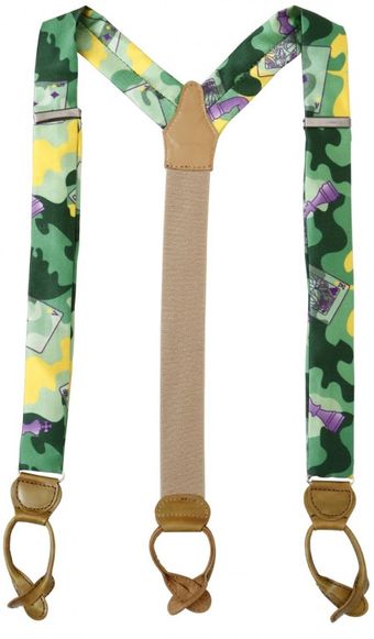 Manuel Vanni Camouflage Silk and Leather Suspenders - Lyst