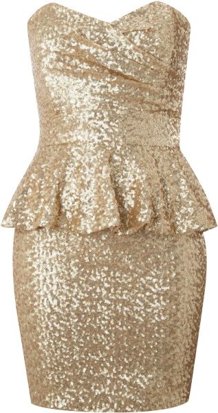 Tfnc Strapless Sequin Dress with Peplum - Lyst