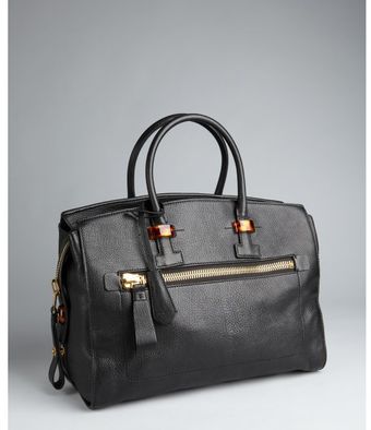 Tom Ford Black Pebbled Leather Tortoise Detail Tote Bag - Lyst
