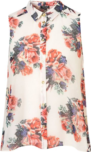 Topshop Floral Print Drop Back Shirt in Floral (multi) - Lyst