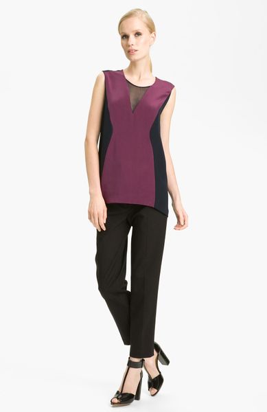 3.1 Phillip Lim Trompe Loeil Silk Top in Purple (berry/ navy) - Lyst
