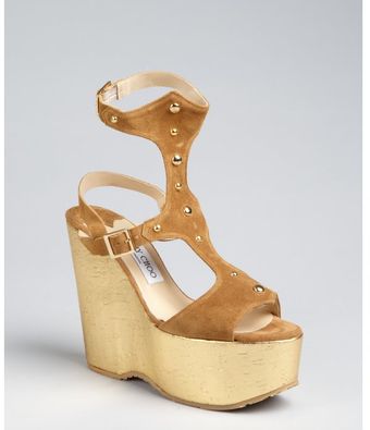 Jimmy Choo Nutmeg Studded Suede Frenzy Gladiator Wedges - Lyst