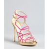 Jimmy Choo Hot Pink and Gold Leather Bunting Caged Sandals in Pink - Lyst