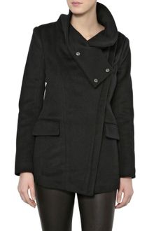Kai Aakmann Diagonal Closure Wool Cloth Coat - Lyst