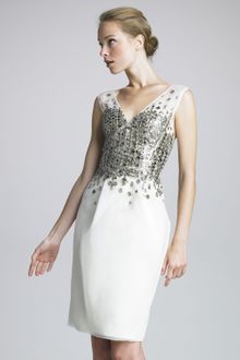 Lela Rose Paillette Embroidered Organza Dress - Lyst
