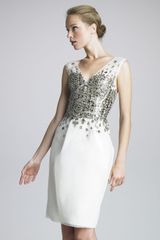 Lela Rose Pailletteembroidered Organza Dress