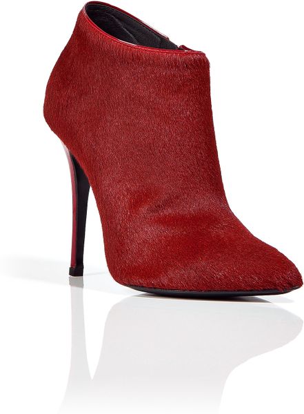 Giuseppe Zanotti Lipstick Calf Hair Booties in Red - Lyst