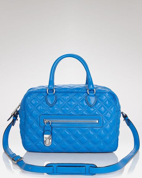 Marc Jacobs Satchel Quilted Leather Manhattan in Blue (black w  nickel) - Lyst