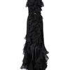 Nina Ricci Belted Ruffle Silk Gown in Black - Lyst