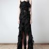 Nina Ricci Belted Ruffle Silk Gown in Black - Lyst