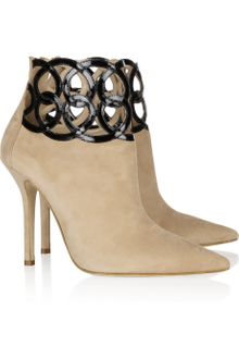 Oscar de la Renta Primavera Cutoutcuff Suede Ankle Boots - Lyst