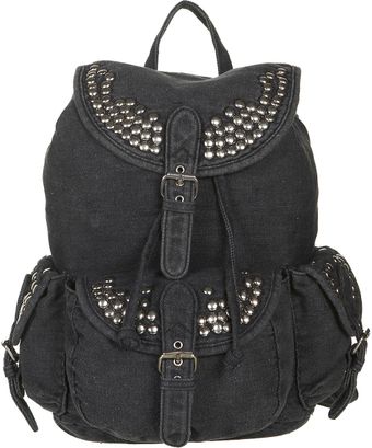 Topshop Studded Denim Backpack - Lyst