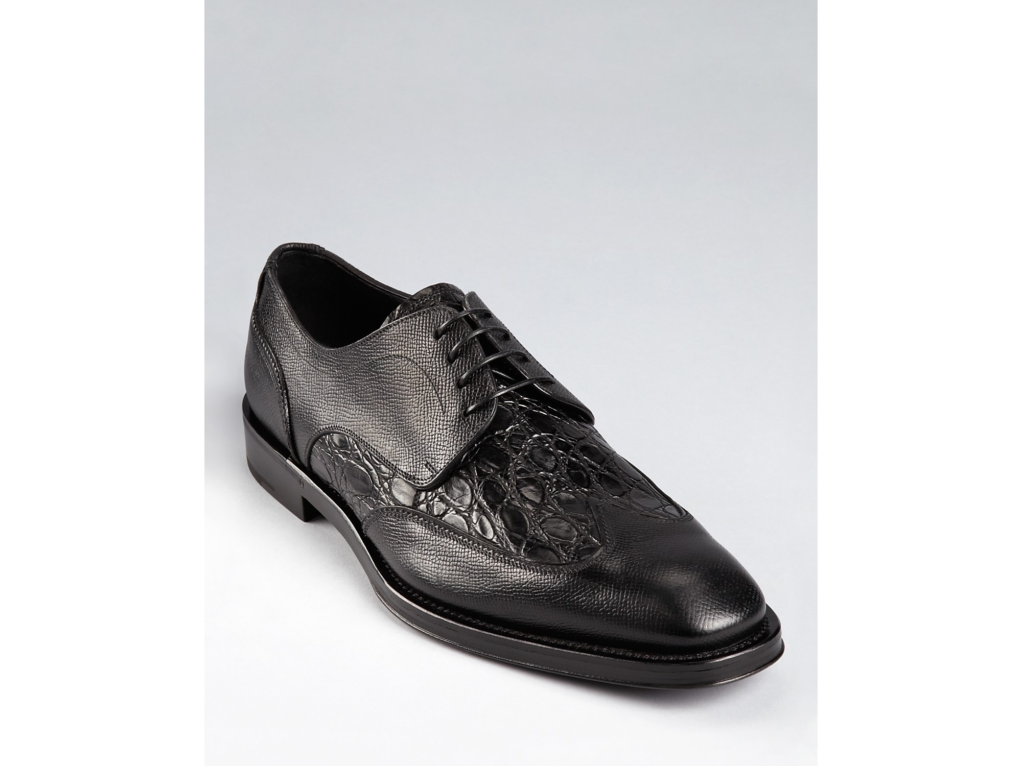 ... Alicante Crocodile Wingtip Dress Shoes in Black for Men (nero) | Lyst