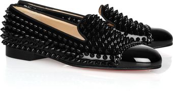 Christian Louboutin Glitz Spiked Patent leather Loafers - Lyst