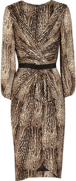 Giambattista Valli Animalprint Silkcharmeuse Dress in Animal - Lyst