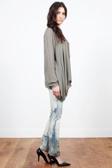 Helmut Lang Greygreen Loose Shirt - Lyst