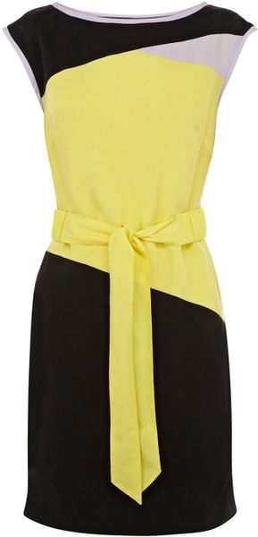 Karen Millen Draped Colourblock Colle in Yellow (multi-coloured) - Lyst