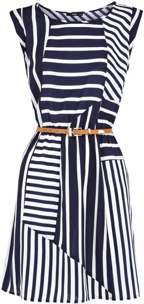 Oasis Stripe Belted Tunic Dress - Lyst