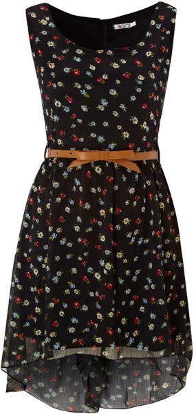Wal-g High Low Floral Print Dress in Black - Lyst
