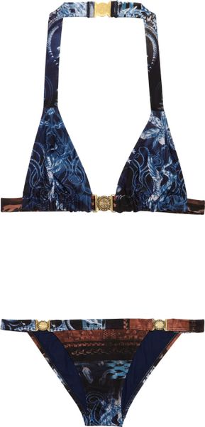 Balmain Printed Halterneck Bikini in Blue (navy) - Lyst