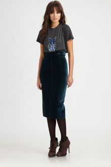 Burberry Prorsum Velvet Pencil Skirt - Lyst
