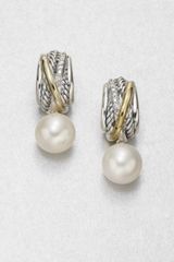 David Yurman Diamond 18k Gold Accented  Drop Earrings