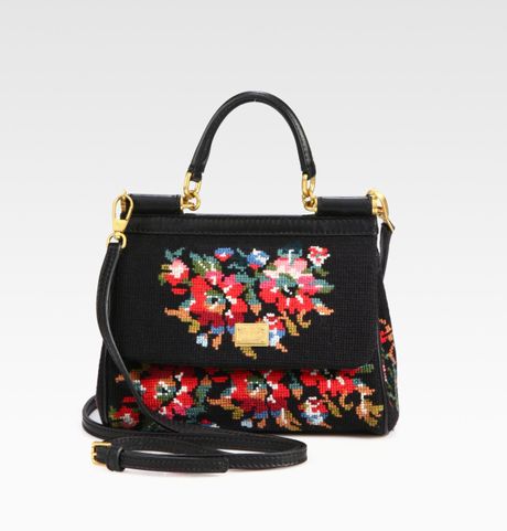 Dolce & Gabbana Mini Miss Siciliy Cross Stitched Top Handle Bag in Black - Lyst