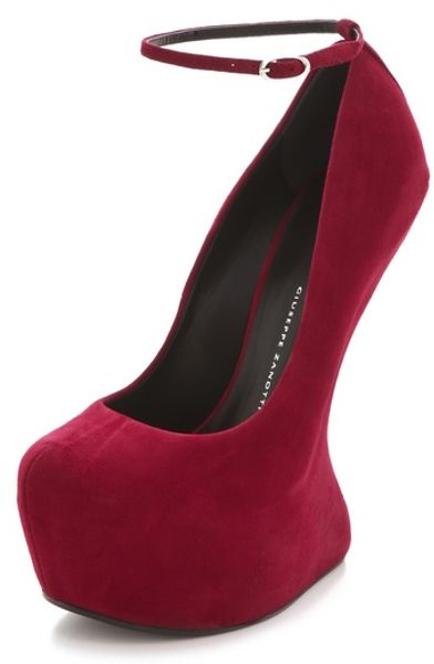 Giuseppe Zanotti Sculptural Wedge Pumps in Red - Lyst