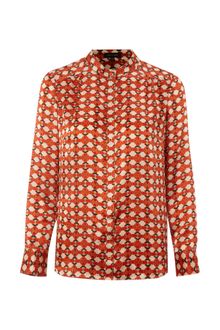 Pied A Terre Horizon Print Silk Popper Blouse - Lyst