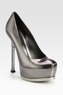 Yves Saint Laurent Metallic Leather Platform Pumps - Lyst