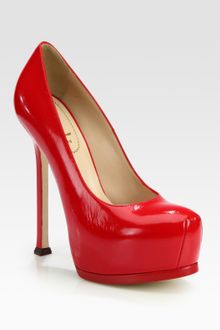 Yves Saint Laurent Embossed Leather Platform Pumps - Lyst