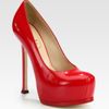 Yves Saint Laurent Embossed Leather Platform Pumps in Red - Lyst
