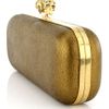Alexander Mcqueen Metallic Stone Twin Skull Box Clutch in Gold - Lyst