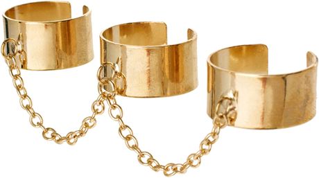 Asos Adjustable Pack Of Three Linked Chain Rings in Gold - Lyst