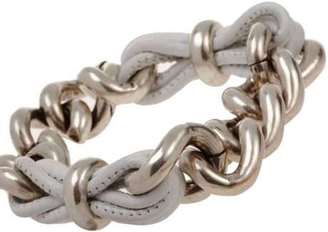 Balenciaga Lace Chain Leather Bracelet in Silver (argent) - Lyst