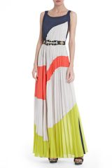 BCBGMAXAZRIA Bcbgmaxazria Runway Kamille Long Sateen Colorblocked Dress
